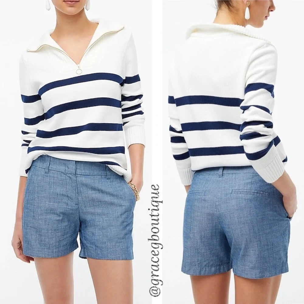 Chambray Chino Shorts Delicate Blue Denim Lightweight Cotton Womens Size 12